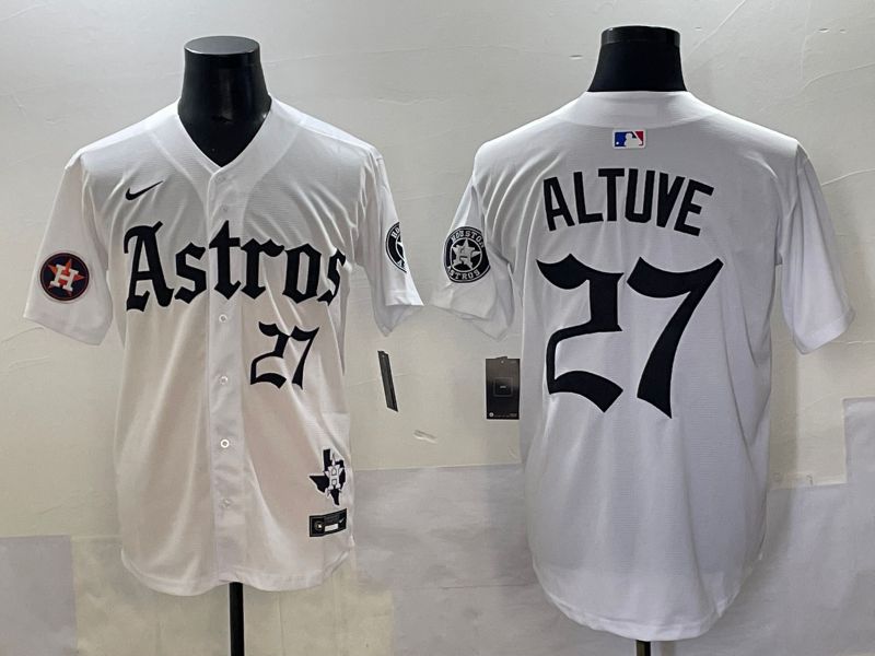 Men 2025 Houston Astros #27 Altuve White Five generations Joint Name Nike MLB Jersey style 11